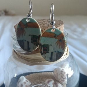 Art Earrings Parrot with Hopi Sash
